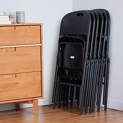 Amazon Basics Folding Plastic Chair with 350Pound Capacity Black, 6
