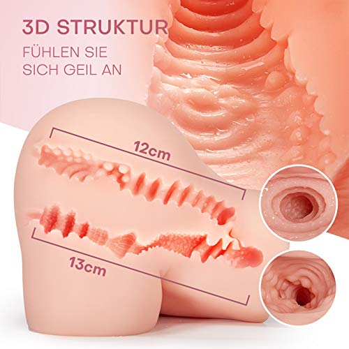 Realistischer Masturbator Pussy mit superechten Schamlippen Taschenmuschi Sexpuppe für männer mit 3D Vagina und Anal Sexspielzeug für Männer Erotik TPE Material 1,9KG Moruioy