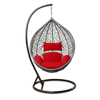 Arcwood Interiors Rattan & Wicker Single Seater Swing Chair (Grey_114.3 x 91.4 x 76.2 Cm)With Stand