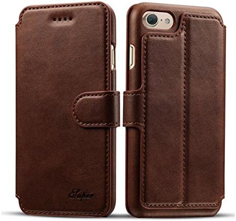 Xiaopangzi Wallet Case iPhone 6/6s 7 Plus Vintage PU Leather Flip Case Cover with Stand Function &amp; Credit Card Slots (Brown, for iPhone 7 Plus)