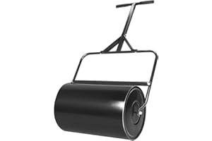 Rultyn Lawn Roller Push/Pull Steel Sod Roller 10.5 Gallons/40 L Lawn Rollers Tow Behind Water Filled for Park, Garden, Yard, Ball Field (Black-20inch)