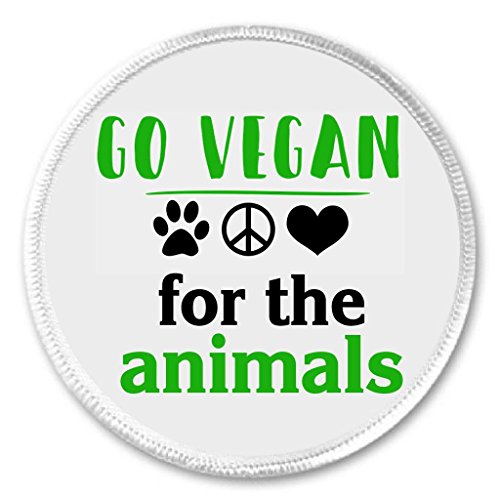 Go Vegan for the animals 3" Sew On Patch Veganism Save Earth Green