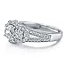 BERRICLE Sterling Silver 3-Stone Wedding Engagement Rings Round Cubic Zirconia CZ Split Shank Ring for Women, Rhodium Plated Size 4-10