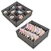 Polecasa Underwear and Bra Organizer- Grey- 2 Pack - Durable Linen Fabric with Thick Cardboard. Drawer Divider Organizers for Bras, Socks, Panties, Ties and Lingerie.