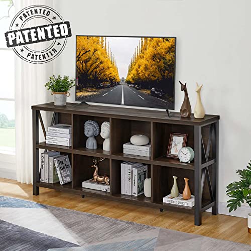 FATORRI 8 Cube Storage Organizer Bookshelf, Rustic Wood Cubby Bookcase