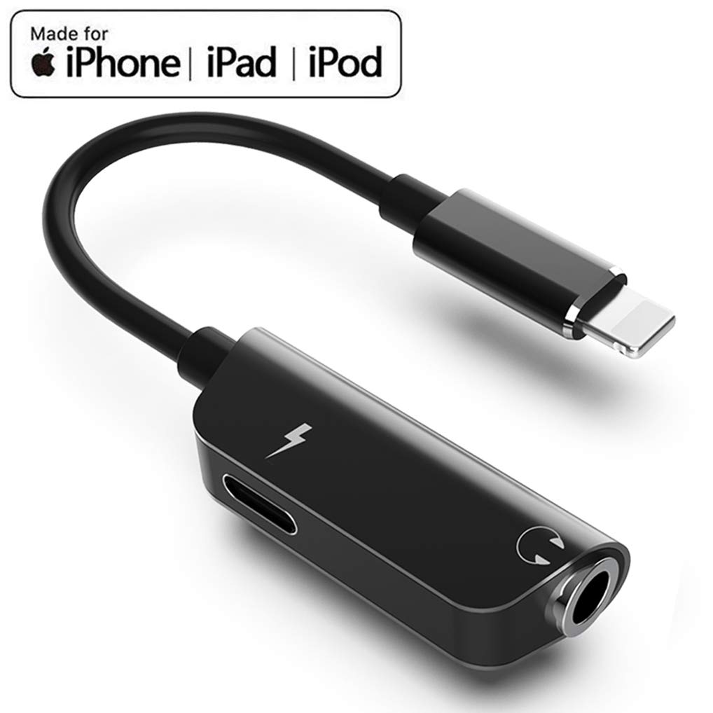 Adattatore per cuffie per iPhone X 2 in 1 Splitter per cuffie 3.5mm per  cuffie Jack Splitter per iPhone X/XS/XR/XS max 8Plus Supporto per cuffie per  iOS 11 o versioni successive 7/7