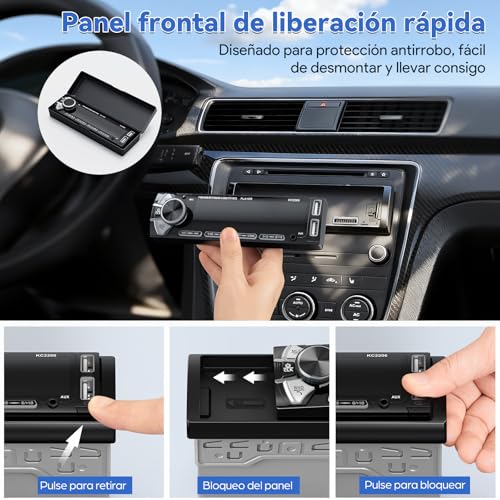 Removable Bluetooth Car Radio, Wistrue RDS Autoradio Bluetooth 5.0, FM/Am 1DIN Car Radio Stereo Supports MP3/2USB Fast Charging/AUX/SD Compatible with Android and iOS