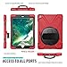 BRAECN iPad 9.7 Inch Case with Pencil Holder, [Rotating Kickstand/Handle Hand Strap] [Carrying Shoulder Strap] Heavy Duty Shockproof Childproof Case for iPad 9.7 Inch A1893 A1954 2018 Model Tablet-Red