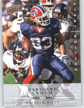 Amazon Com 2008 Ud First Edition Football Card 19 Marshawn Lynch Collectibles Fine Art