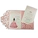 DORIS HOME 50pcs Laser Cut Quinceanera Invitations Pink, 4.7x7.1 Blank Quince Invitations for 15th Birthday, Invitation cards for Sweet 16 with Envelopes