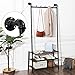 VASAGLE Coat Rack with Shoe Rack, Industrial Pipe Style Hall Tree, Angled Coat Stand for Hallway Entryway, Standing Against The Wall, Bolt Hooks and Slat Shelves, Stable Metal Frame, Black URCR75BX