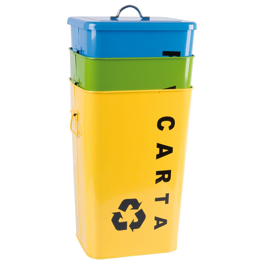 Pattumiera 3 Scomparti Avilia - 75L Per Raccolta Differenziata, Plastica, Colore Tortora