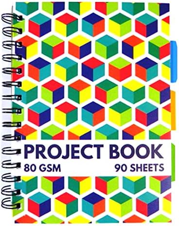 A5 Wirebound Project Notebook - 3D Cube Design - 3 Internal Dividers - 180 Pages