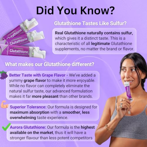 HIGHEST POTENCY AVAILABLE 750MG Liposomal Glutathione, Made in Canada, Skin Brightening, Powerful Antioxidant, Maximum Absorption, Natural Health Product, Single-Serve Liquid Packets