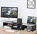 Adjustable Wood Dual Monitor Stand Riser with Pull Out Storage Drawer, 2 Tier Monitor Riser for Computers, Laptops, Printers,Desk Organizer,Blackthumb 1