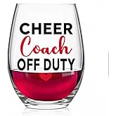 Pishovi Cheer Coach Off Duty Wine Glass, Christmas Birthday Thank You Gifts for Coach Coworker, Unique Gifts for Cheerleading Coach, Going Away Retirement Present for Cheer Coach