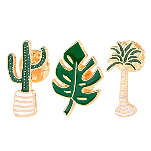Novelty Cartoon Brooch Pin Cactus Enamel Pin Badge for Clothes Bags Backpacks Palm Leaf Cactus Coconut Tree Breast Pin