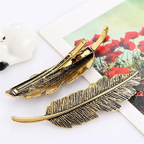 New Hot Fashion Vintage Gold Retro Metal Feather Big Hairgrips Hair Clip For Women Accessories Jewelry Antique Gold
