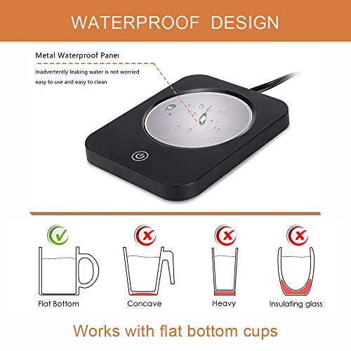 SWARK Smart Coffee Warmer for desk, Cup warmer with automatic shut off for Office Home Use, Electric Cup Beverage Plate for Candle, Water, Cocoa, Milk (Pure black)