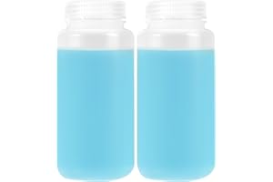 JIBENGAO 2 Pcs 16oz/500ml Plastic Sample Bottles, Polypropylene Wide Mouth Lab Reagent Bottle with Screw Caps, Water Sample Bottles Liquids Storage Bottles Sealed Leak-proof Multipurpose for Travel, at Home
