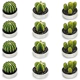 Ogrmar 12 PCS Cactus Candles Decorative Tea Light Candles for Home Party Birthday Wedding Decoration 3 Styles (Green)