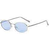 ADE WU Trendy Retro Oval Sunglasses for Women Men 2026 90s Narrow Lightweight Metal Frame Sun Glasses