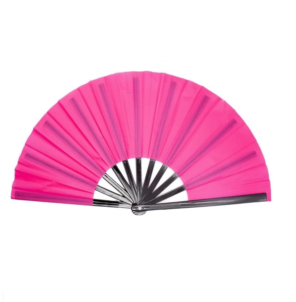 1SourceTek Large Folding Fan Nylon Cloth Handheld Folding Fan Chinese Kung Fu Tai Chi Fan Decoration Fold Hand Fan for Party Favors (Rose Red)