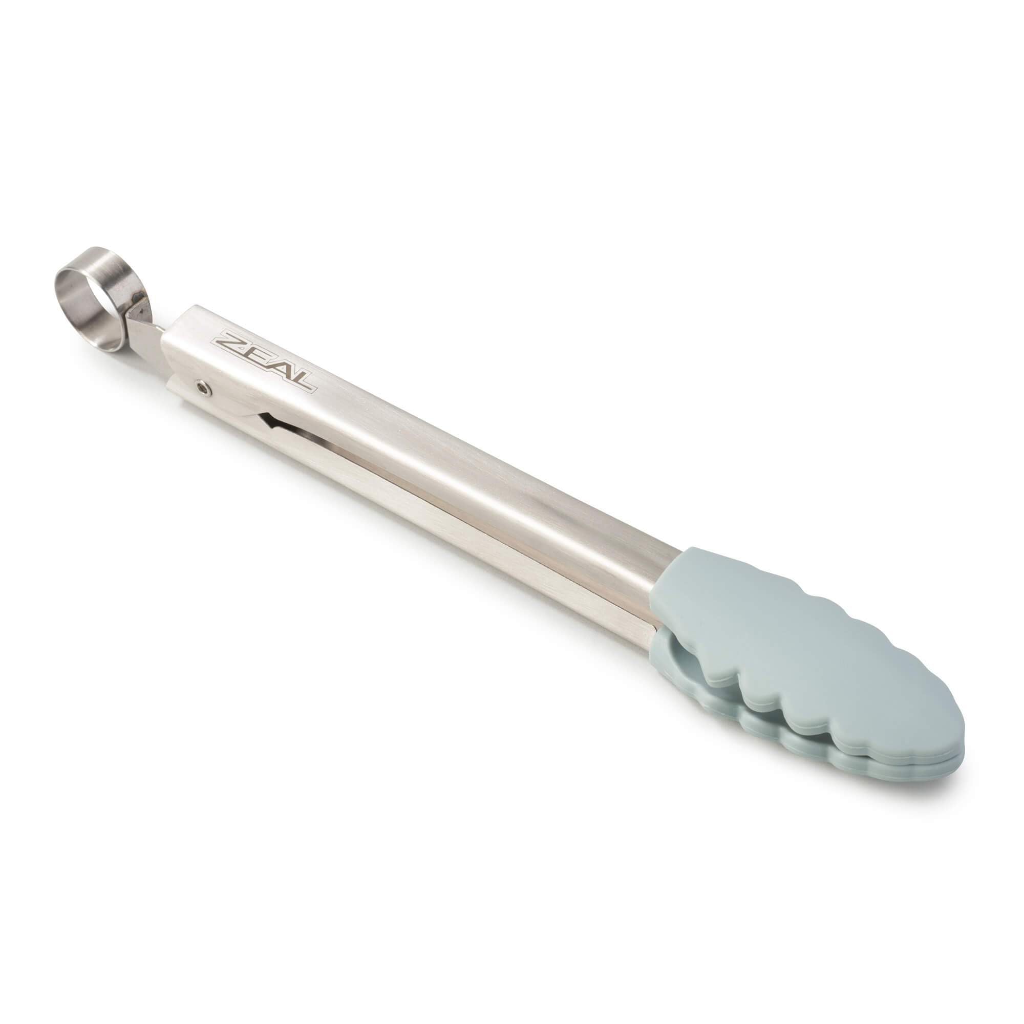 Zeal Silicone Non Stick Kitchen Mini Tongs with Stainless Steel Handle (20cm) -Duck Egg Blue, 20 cm