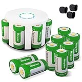 Morpilot CR123A Batteries 8Pcs 3.7V 700mAh Li-ion Battery with 8 Slot Charger for Arlo VMC3030/3230/3330/3430/3530 Security Cameras