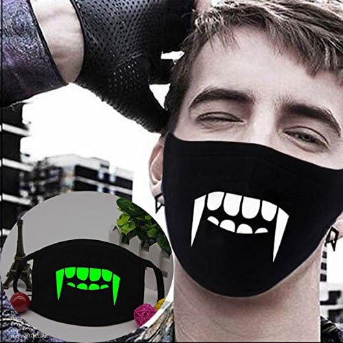 Luminous Mouth Mask Glow in the Dark, Feskin Unisex Moisture Wicking Flexible Face Mask Anti Dust for Halloween, Chritmas, Birthday Gift