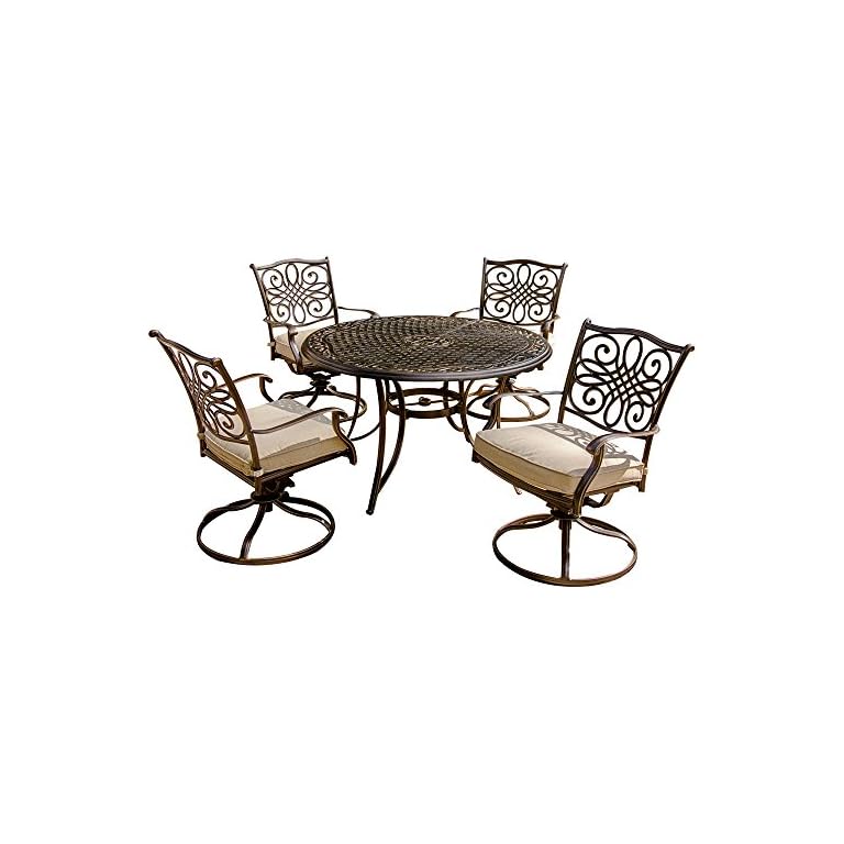 Hanover Traditions 5Piece Cast Aluminum Outdoor Patio Dining Set, 4