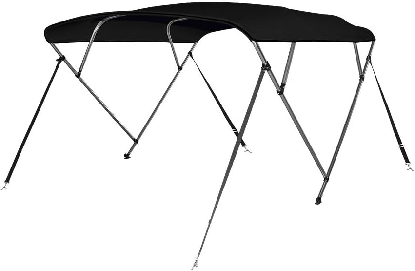 Seamander 3-4 Bow Bimini Top Boat Cover 4 Straps for Front and Rear Includes with Mounting Hardware(Included Support Pole)