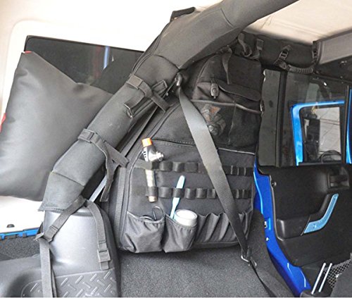 MOEBULB Multi-Pockets Roll Cage Cargo Storage Bag Saddlebag for Jeep Wrangler JK 2007 - 2016 Tool Kits Bottle Drink Phone Tissue Gadget Holder (4-Door , 2pcs/set)