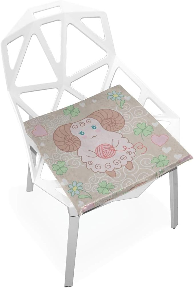 Amazon Hylve 座布団 チェアクッション かわいい三つ葉のクローバーや動物 椅子用マット カバー 低反発 座り心地抜群 自宅 オフィス 車用 腰楽 滑り止め 柔らかい 通気性 おしゃれ 洗える 真四角 40 40cm ラグ カーテン ファブリック オンライン通販