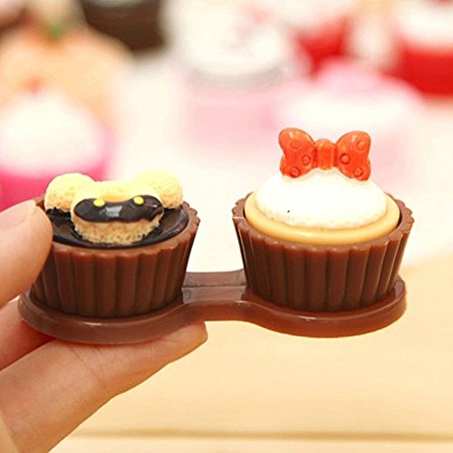 Mwfus Cartoon Cute Cream Cake Travel Glasses Contact Lenses Box Contact lens Case for Eyes Care Kit Holder Container