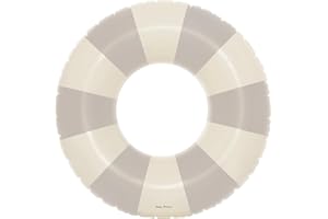 Petites Pommes Pool Ring Float for Kids - Durable Inner Tube, Handprinted Classic Striped Design Swim Tubes, Soft Comfort Seaming, Packable Floats for Travel, Beige, 35 inch