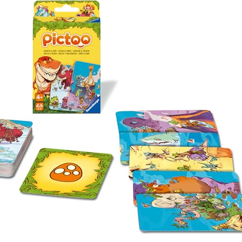 Ravensburger 23479 23479-Pictoo Dino Card Game Fast Card Search Game from 4 Years, Family Game for Children and Adults, for 2 to 6 Players