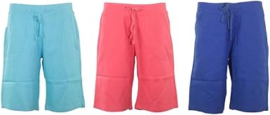 womens knee length shorts elasticated waist