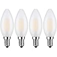 Beonllay E14 LED Candelabra Bulb 40W Equivalent 4W Dimmable LED Candle Light Bulbs, 3000K Soft White 400 Lumen E14 Frosted Glass Decorative Bulb, 4 Pack