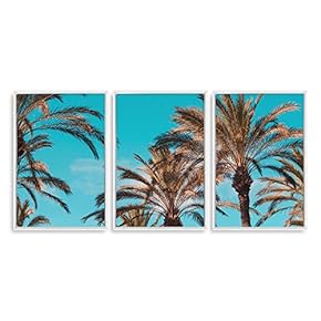 3 Piece Framed Canvas Wall Art for Living Room, Bedroom Vintage Tropical Palm Trees Canvas Prints for Modern Home Decoration Ready to Hang - 16"x24"x3 Panels