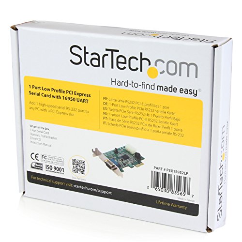 image for StarTech.com 1 Port Low Profile Native PCI Express RS232 Serial Card w