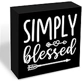 Farmhouse Wooden Table Sign Simply Blessed Home Decor Sign For Living Room Entryway Tables Decoration Family Table Decor Rustic Wooden Signs Desk Decorations Home Wood Signs 5.1x5.1 Inch