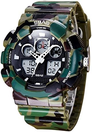 Cheamlion Boys Green Cool Camouflage Waterproof Analog Digital Watch