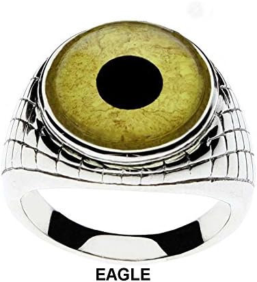 Men's Eagle Glass Eye Ring with an Egyptian Inspired Setting by Steel Dragon Jewelry(Eagle, 11)