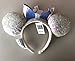 Disney Parks Minnie Mouse White Iridescent Sequin and Bow Ears Headband