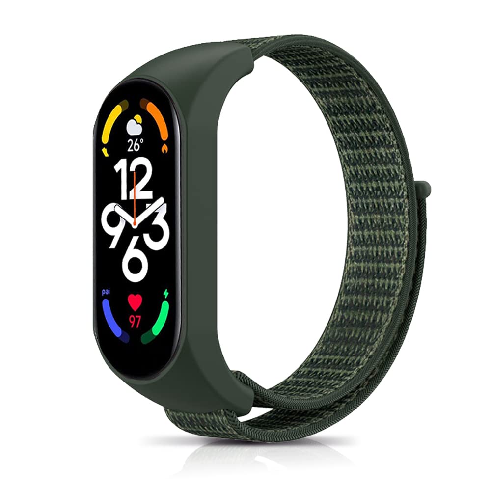 Niboow Strap Compatible with Xiaomi Smart Band 7 (Xiaomi Mi Band 7), Men Women Children Nylon Soft Lightweight Breathable Watch Band for Xiaomi Smart Band 7 (Xiaomi Mi Band 7)-Green