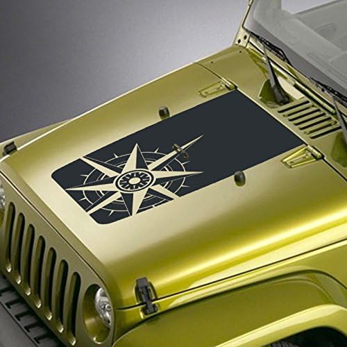 SkunkMonkey - Jeep Hood Decal for Wrangler TJ YJ JK - Compass Blackout Sticker - White