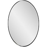 Howard Elliott Collection Steele Oval Decorative Wall Mirror, Wall Mounted Silver Mirror with Stainless Steel Frame, Oval Han
