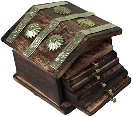 Paheli Craft Wooden Handmade Handi Hut Tea Coaster Set (14 x 14 x 5 cm)