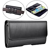 iPhone 8 Plus Holster, iPhone 7 Plus Belt Clip Case,Leather Holster Pouch Case with ID Card Holder for iPhone 6 6s Plus 7 Plus 8 Plus (Fits with Otterbox Defender case/Lifeproof Case/ Battery Case On)